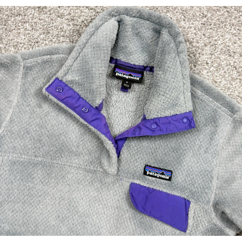 Patagonia Synchilla Snap-T Fleece Women's S Gray Purple Polartec Pullover